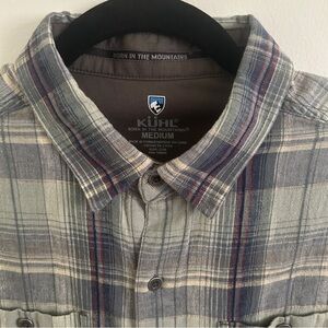 Kuhl Gray and Blue Plaid Button Down Shirt